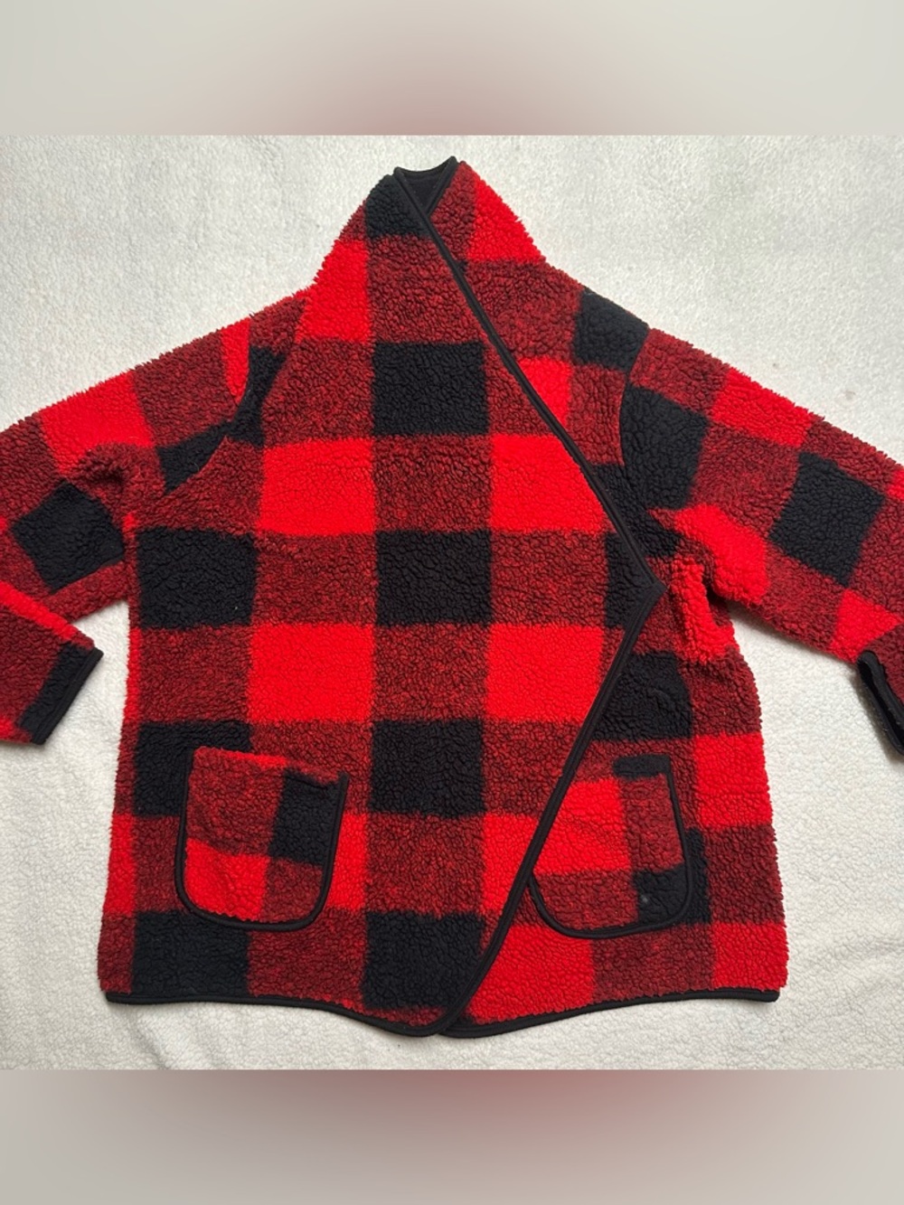 Sonoma Red and Black Buffalo Plaid Teddy Coat - Picture 4 of 5